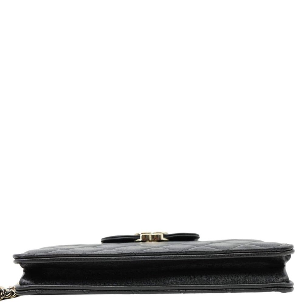 Chanel CC Quilted Lambskin Leather Pouch Wristlet Black - Picture 9 of 12